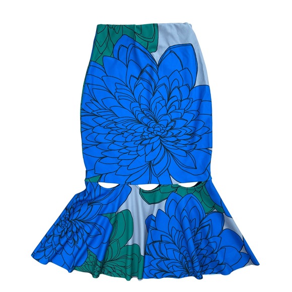 Tracy Reese Floral 2 Piece Set Womens XS Crop Top Mermaid Skirt Artsy Maximalist - Picture 9 of 16